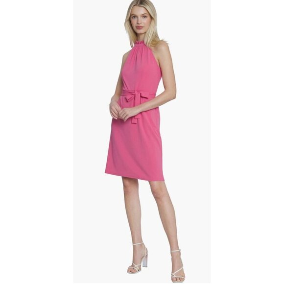 Maggy London Womens Light Pink Sleeveless Belted Pockets Sheath Dress Sz 12 New - Picture 3 of 10